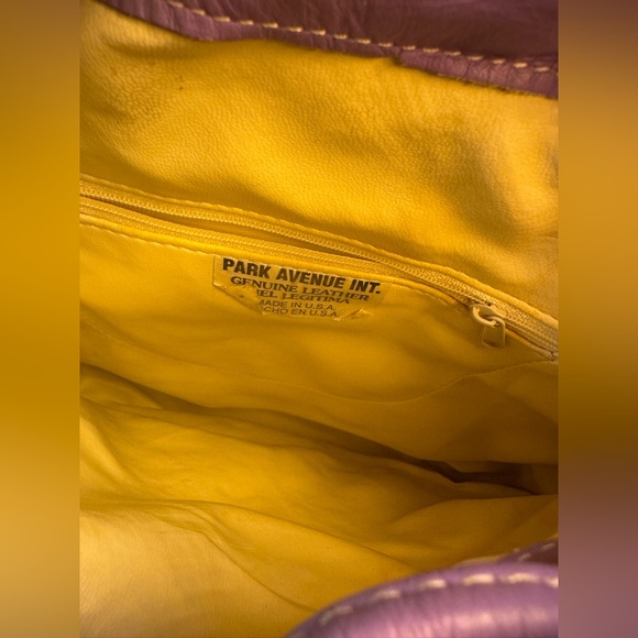 Vintage Park Avenue International Leather Bucket Bag Lavender Gold Lion Hardware - Picture 6 of 7